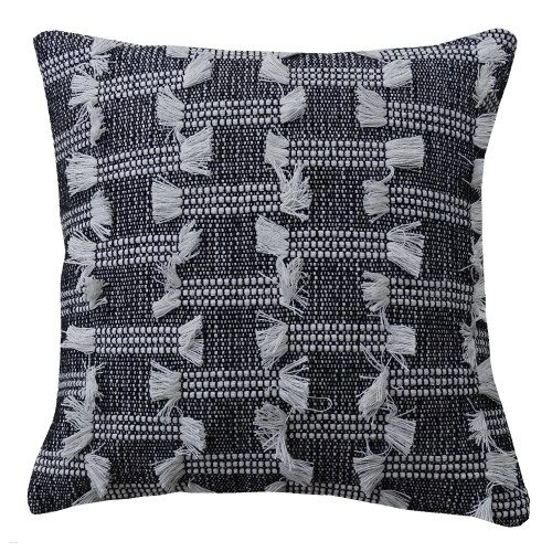 Handloomed Square Throw Pillow - 20" - Black and White - IMAGE 1