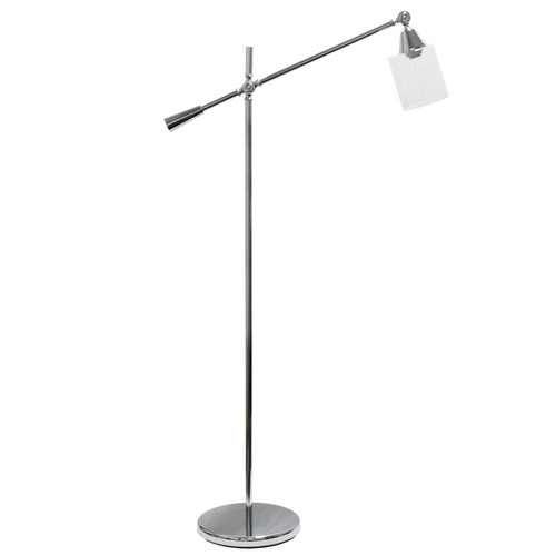 Swing Arm Floor Lamp with Glass Cylindrical Shade - 56" - Silver and Clear - IMAGE 1