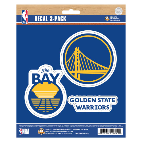 3ct NBA Golden State Warriors Automotive Decal Stickers 6.25” - IMAGE 1