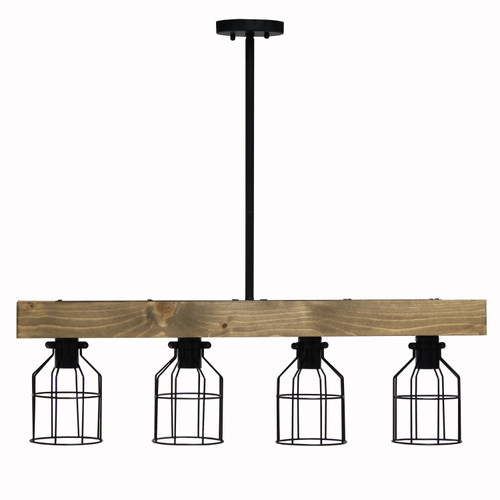 Farmhouse Beam Hanging Pendant Lights - 47.5" - Matte Black and Brown - IMAGE 1