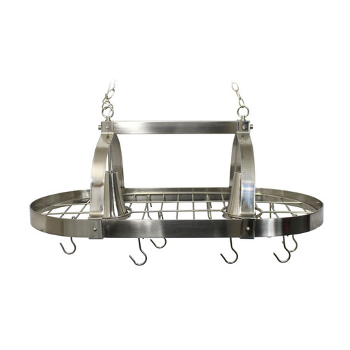 2-Light Kitchen Pot Rack with Downlights - 35.5" - Brushed Nickel - IMAGE 1