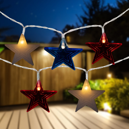 Americana Stars Patriotic Lights - 9.5ft - Clear Wire - 20ct - IMAGE 1
