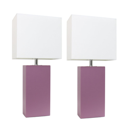 Table Lamps with Square Shade - 21" - Purple - Set of 2 - IMAGE 1