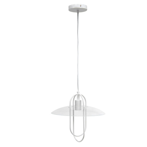 Elongated Hanging Pendant Ceiling Light Fixture - 45" - White and Clear - IMAGE 1