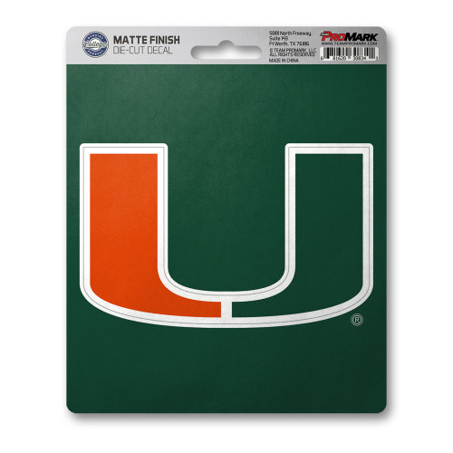 6.25" NCAA University of Miami Hurricanes Matte Automotive Decal Sticker - IMAGE 1