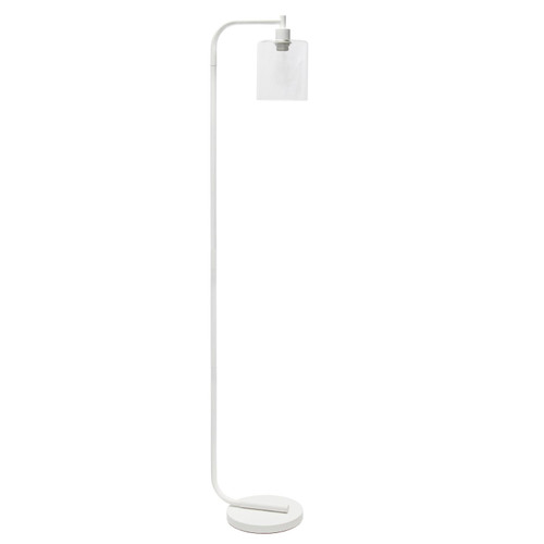Lantern Floor Lamp with Cylindrical Shade - 63" - White and Clear - IMAGE 1