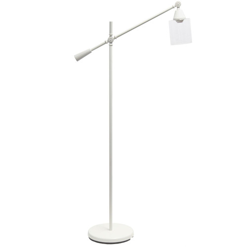 Swing Arm Floor Lamp with Glass Cylindrical Shade - 56" - White and Clear - IMAGE 1