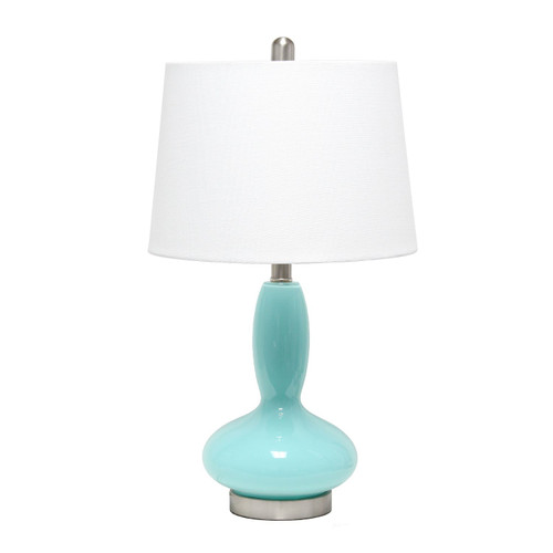 Dollop Glass Table Lamp with Shade - 23.5" - White and Blue - IMAGE 1