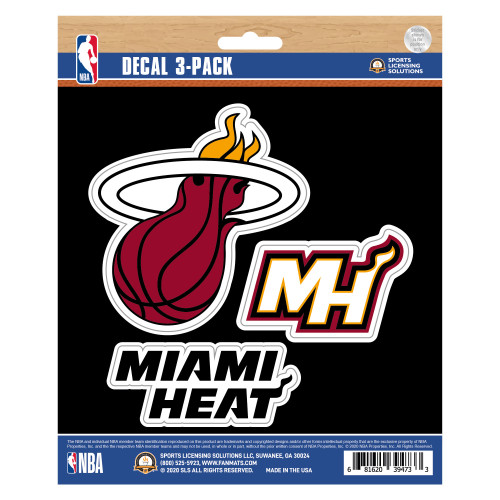 3ct NBA Miami Heat Automotive Decal Stickers 6.25” - IMAGE 1