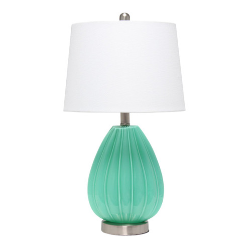 Pleated Glass Table Lamp with Shade - 23.25" - White and Green - IMAGE 1