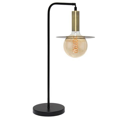 Industrial Style Orb Table Lamp - 24" - Matte Black and Antique Brass - IMAGE 1