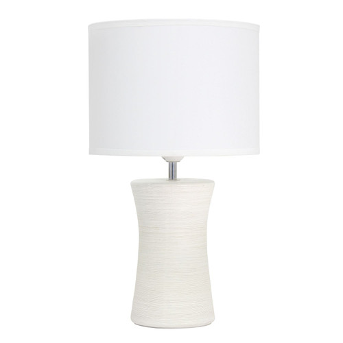 Hourglass Table Lamp with Drum Shade - 16.5" - Cream and White - IMAGE 1