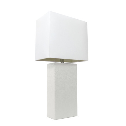 Faux Leather Bedside Table Lamp with Shade - 21" - White - IMAGE 1