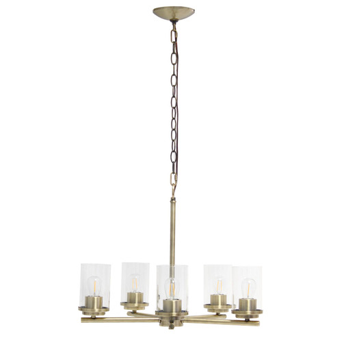 5-Light Hanging Pendant Chandelier - 64" - Antique Brass Finish - IMAGE 1