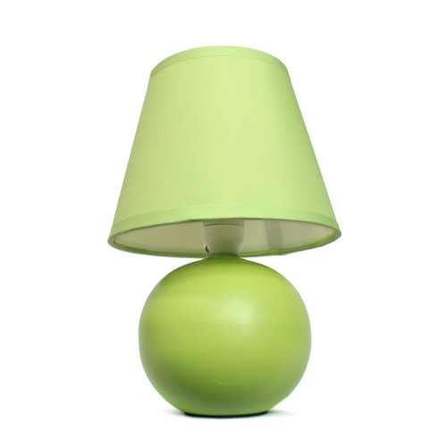 8.5" Green Mini Ceramic Globe Table Lamp with Tapered Shade - IMAGE 1