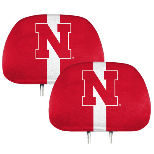 Set of 2 NCAA University of Nebraska Cornhuskers Automotive Headrest Covers 14" - IMAGE 1