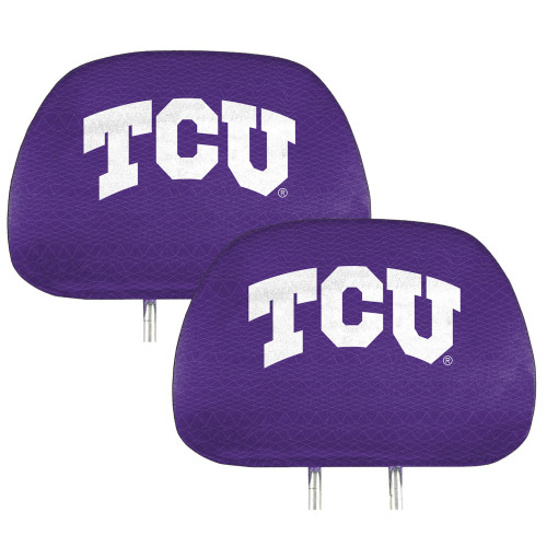 Set of 2 NCAA Texas Christian University Automotive Headrest Covers 14" - IMAGE 1
