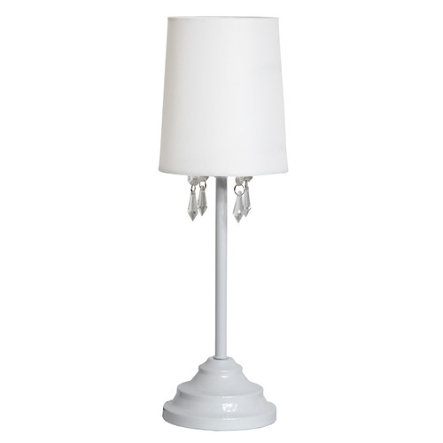 9.5" White Table Lamp with Hanging Beaded Shade - IMAGE 1