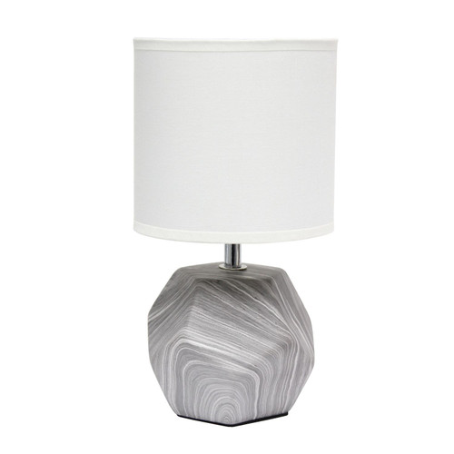 Mini Marble Prism Table Lamp with Drum Shade - 10.5" - Gray and White - IMAGE 1