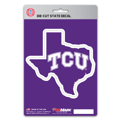 6.25" NCAA Texas Christian University Automotive State Shape Decal Sticker - IMAGE 1