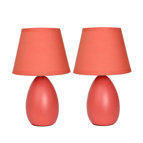 Mini Egg Oval Table Lamps with Tapered Shade - 9.5" - Orange - Set of 2 - IMAGE 1