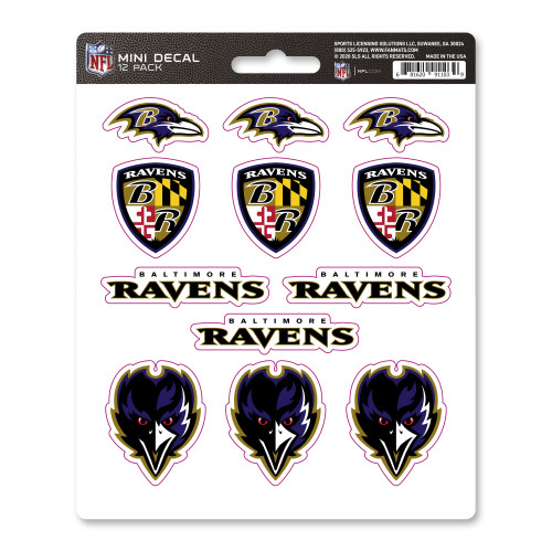 12ct NFL Baltimore Ravens Automotive Mini Decal Stickers 6.25” - IMAGE 1