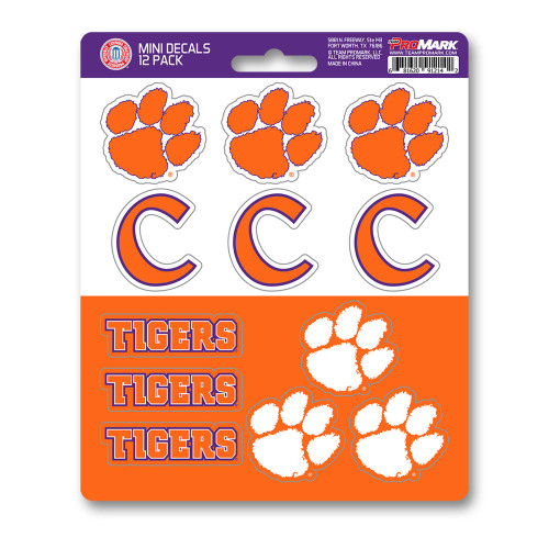 12ct NCAA Clemson University Tigers Automotive Mini Decal Stickers 6.25” - IMAGE 1