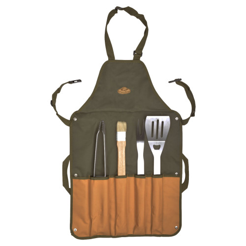 34.25" Green and Stainless Steel BBQ Tools Set in Canvas Bag - IMAGE 1