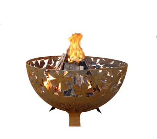32" Bronze Leaves Rustic Finish Outdoor Fire Bowl - Extra Large - IMAGE 1