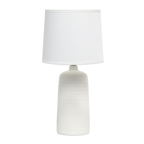 Linear Ceramic Table Lamp with Drum Shade - 15.75" - Cream and White - IMAGE 1