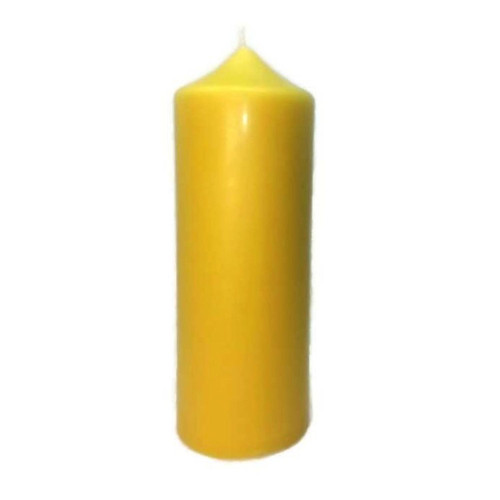 7.25" Golden Yellow Honey Beeswax Pillar Candle - IMAGE 1