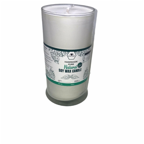 6" White Unscented Handmade Glass Pillar Candle - IMAGE 1