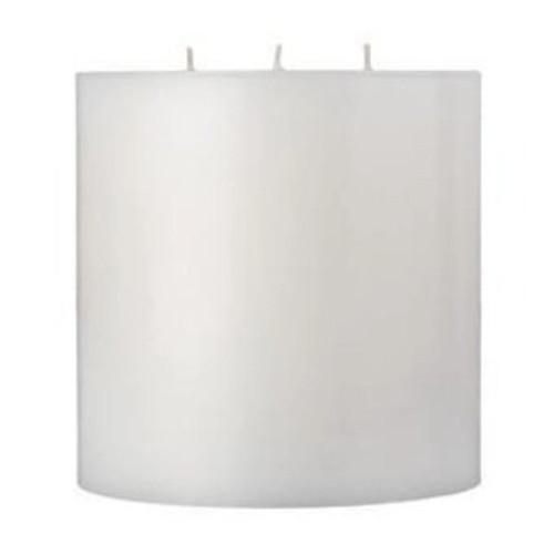 8" White Handmade 3 Wick Dye Free Unscented Pillar Candle - IMAGE 1