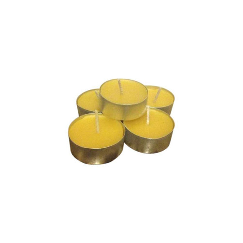 Pack of 50 Yellow and Silver Organic Handmade Tealight Tin Cup Candles - IMAGE 1