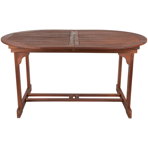Oval Outdoor Expanding Acacia Wood Patio Dining Table - IMAGE 1