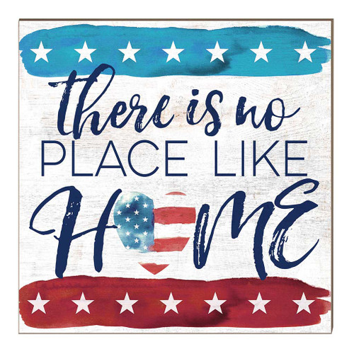 10" Blue and Red "There is No Place Like Home" Wooden Patriotic Sign - IMAGE 1