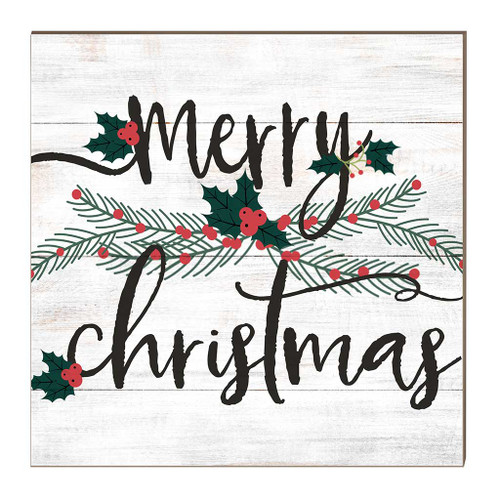 10" Black and Green "Merry Christmas" Wooden Sign - IMAGE 1