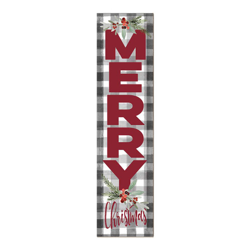 Checkered "Merry Christmas" Wooden Outdoor Porch Sign - 48" - IMAGE 1