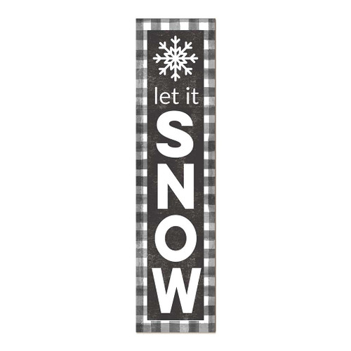 Plaid "Let It Snow" Outdoor Christmas Porch Sign - 48" - Black and White - IMAGE 1