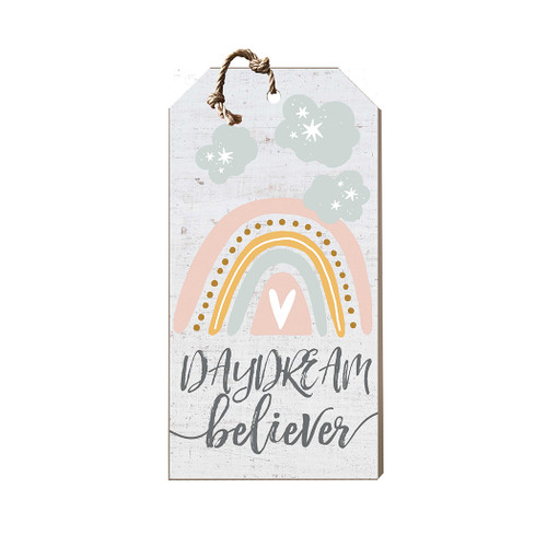 17" Blue and Pink "Daydream Believer" Hanging Tag Sign - IMAGE 1