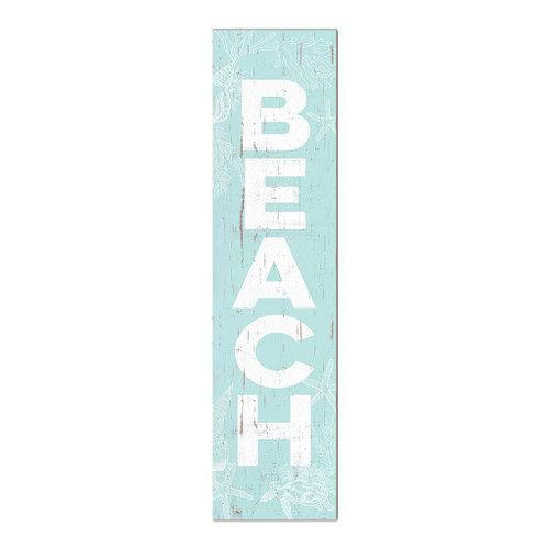 Rectangular "Beach" Outdoor Porch Sign - 48" - Blue and White - IMAGE 1