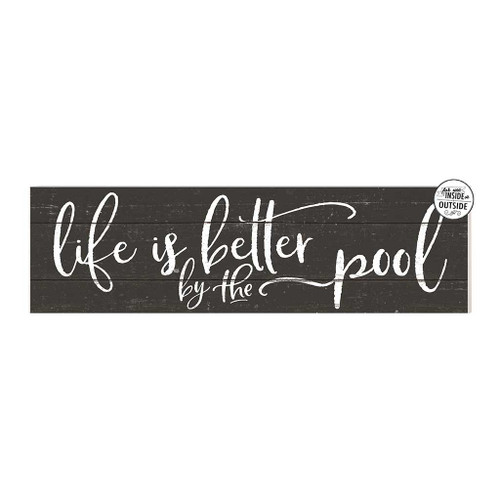 "Life is Better by the Pool" Outdoor Wall Sign - 35" - Black and White - IMAGE 1