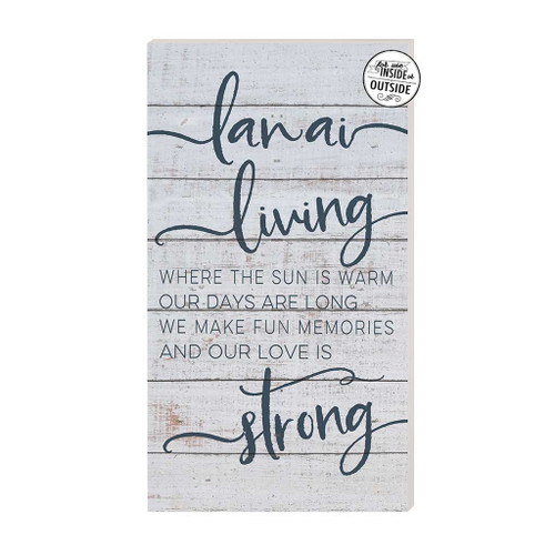20" White and Blue "Lanai Living Strong" Outdoor Wall Sign - IMAGE 1