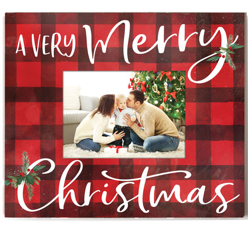 13" x 15" Red Buffalo Check "Merry Christmas" Wooden Photo Frame - IMAGE 1