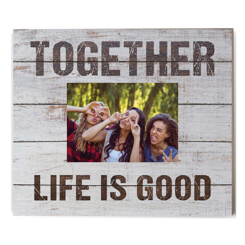 13" x 15" White "Together Life is Good" Rectangular Slat Photo Frame - IMAGE 1