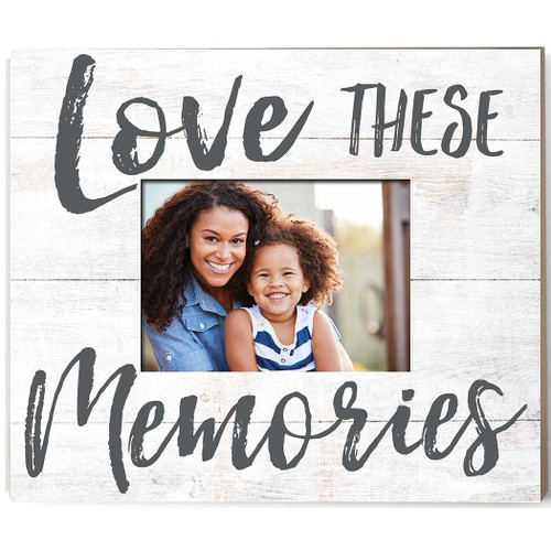 13" x 15" White "Love These Memories" Rectangular Slat Photo Frame - IMAGE 1