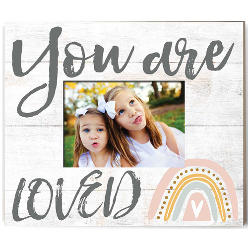 13" x 15" White "You Are Loved" Rectangular Slat Photo Frame - IMAGE 1
