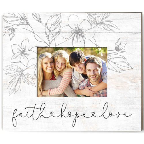 13" x 15" White "Faith Hope Love" Rectangular Slat Photo Frame - IMAGE 1
