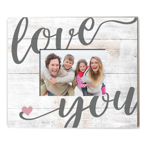 13" x 15" White "Love You" Rectangular Slat Photo Frame - IMAGE 1