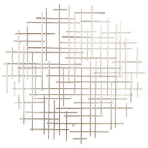 38" Silver Large Round Hanging Wall Decoration - IMAGE 1